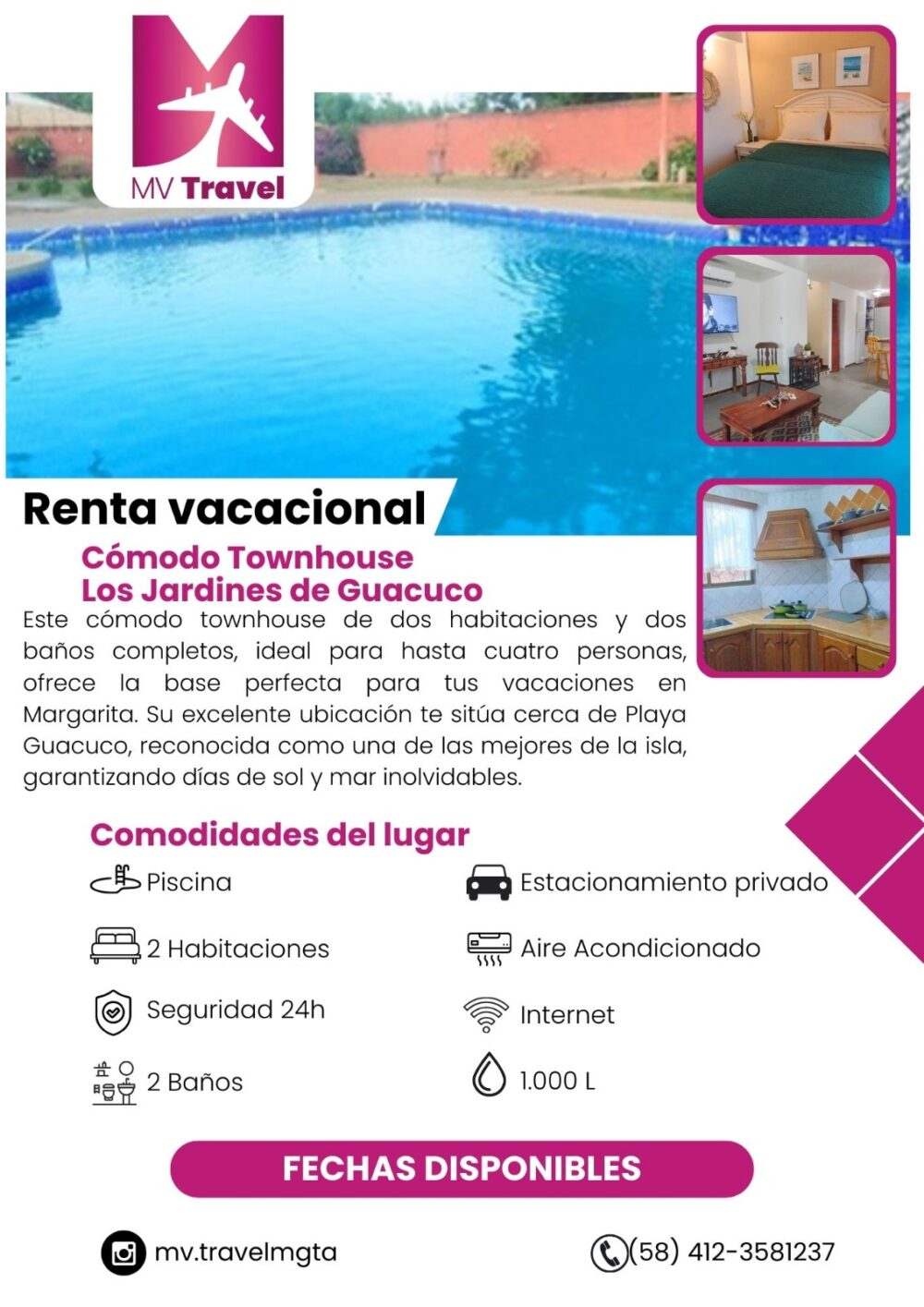 Alquiler Vacacional de Cómodo Townhouse en Los Jardines de Guacuco - Margarita