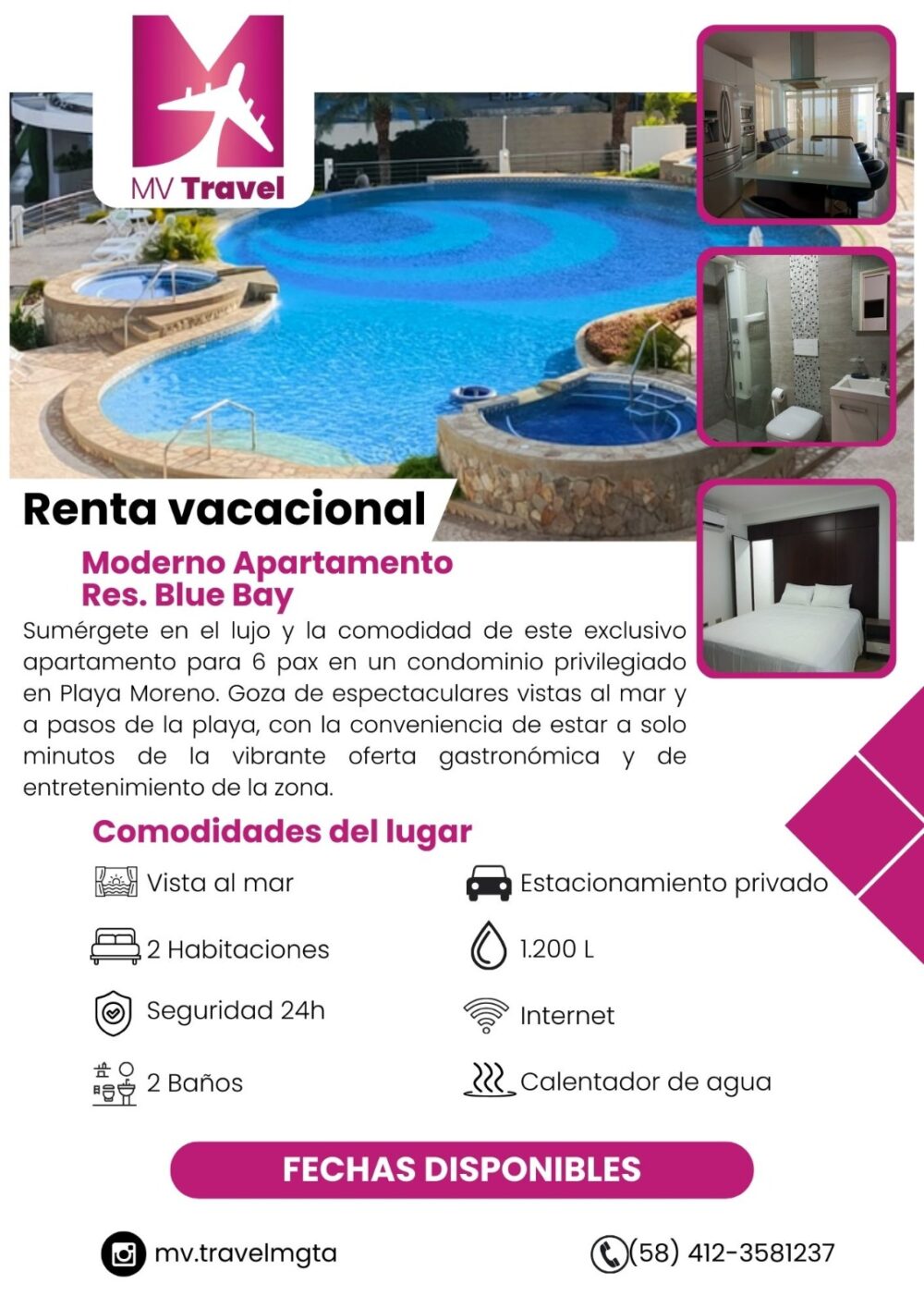 Alquiler Vacacional de Moderno Apartamento en Res. Blue Bay - Margarita