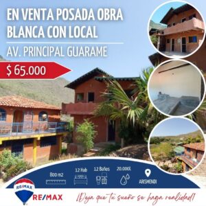 En Venta Posada Obra Blanca con Local en Guarame